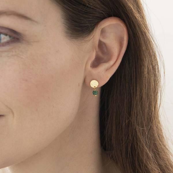 Ohrringe Mini Coin Aventurin Gold