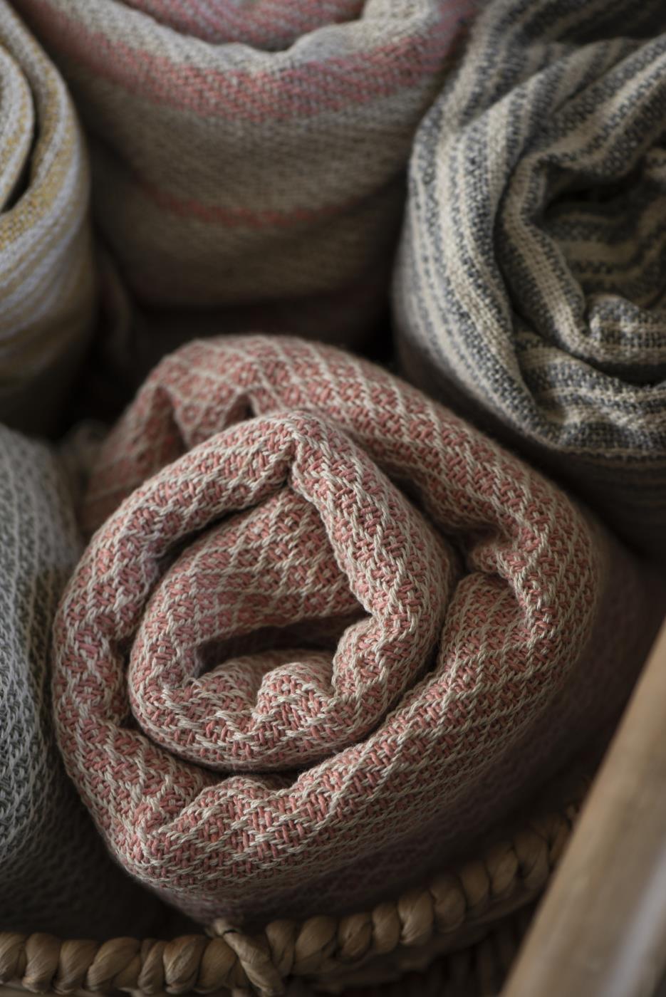 Decke Karomuster Crème/Coral Sands