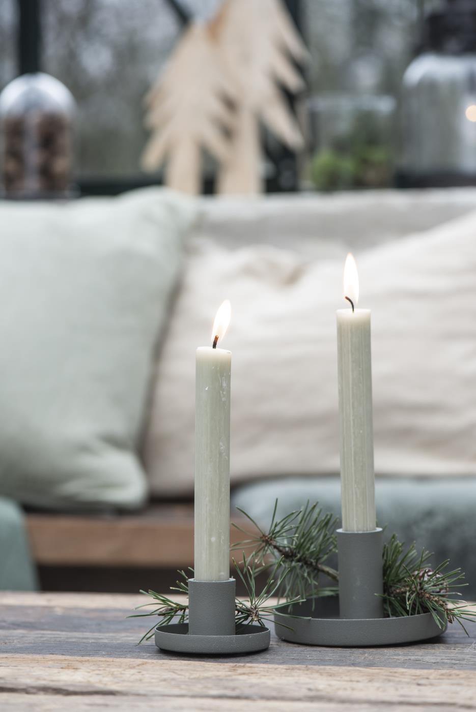 Kerzenhalter für Stabkerzen Staubig Grün