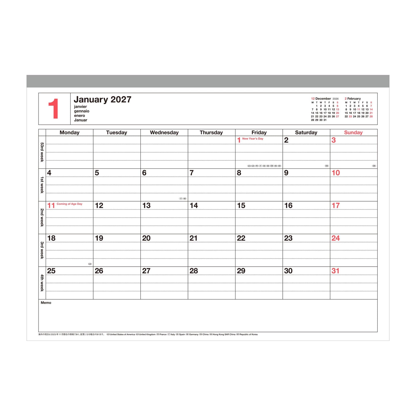 2027 Notebook Kalendar M, Khaki