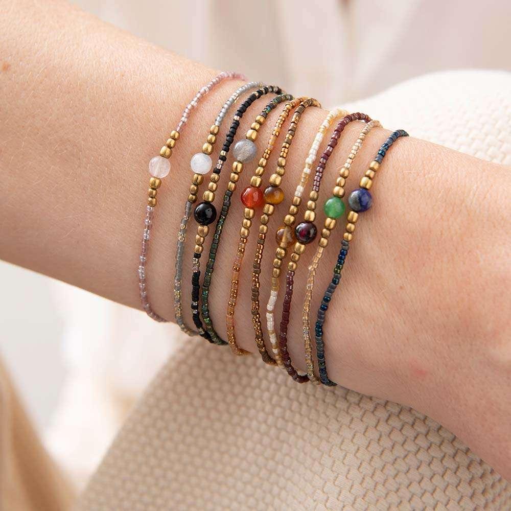 Armband mit Karte Iris Karneol Gold
