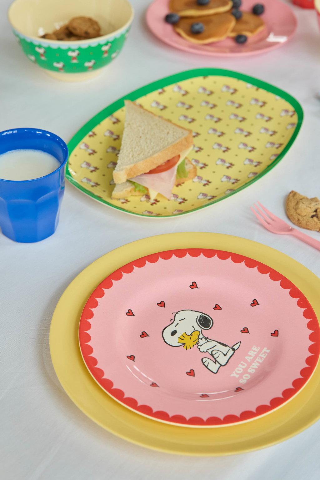 Melamin Teller Snoopy Pink