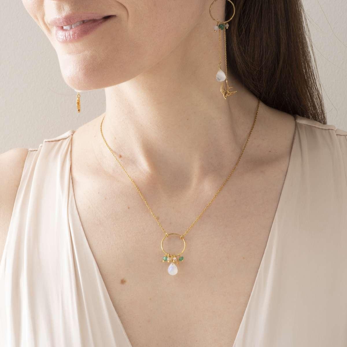 Ohrringe Festivity Mondstein Aventurin Gold