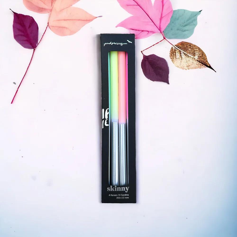 Stabkerzen Dip Dye Skinny Silver * Zen Essence