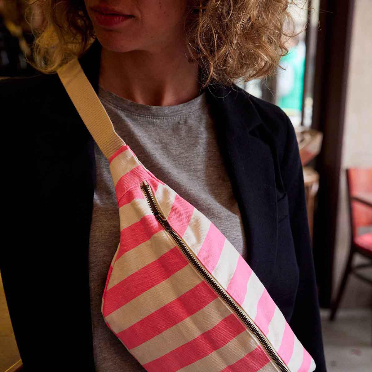 Hip Bag Stripes Neon Pink