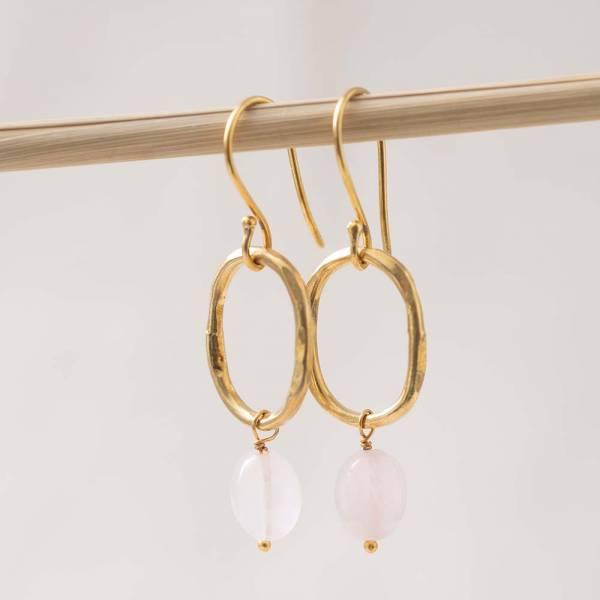 Ohrringe Graceful Rosenquarz Gold