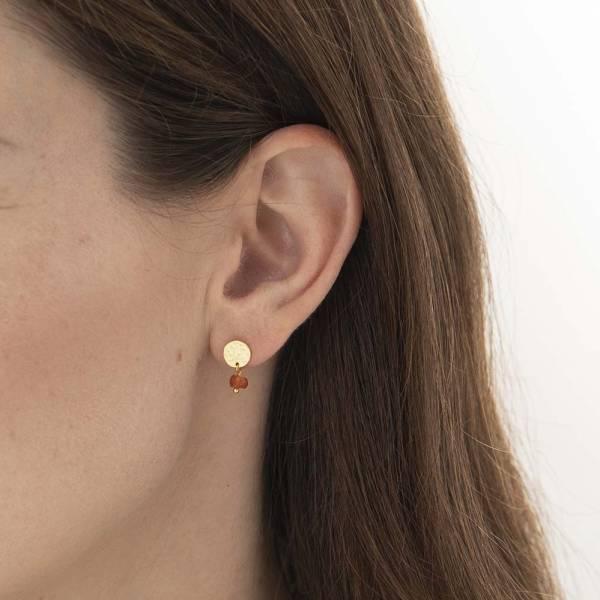Ohrringe Mini Coin Karneol Gold
