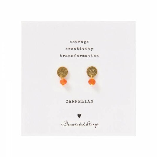 Ohrringe Mini Coin Karneol Gold