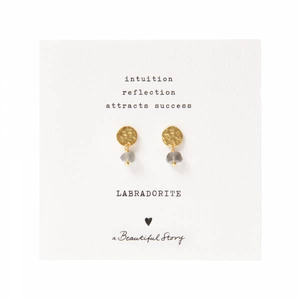Ohrringe Mini Coin Labradorite Gold