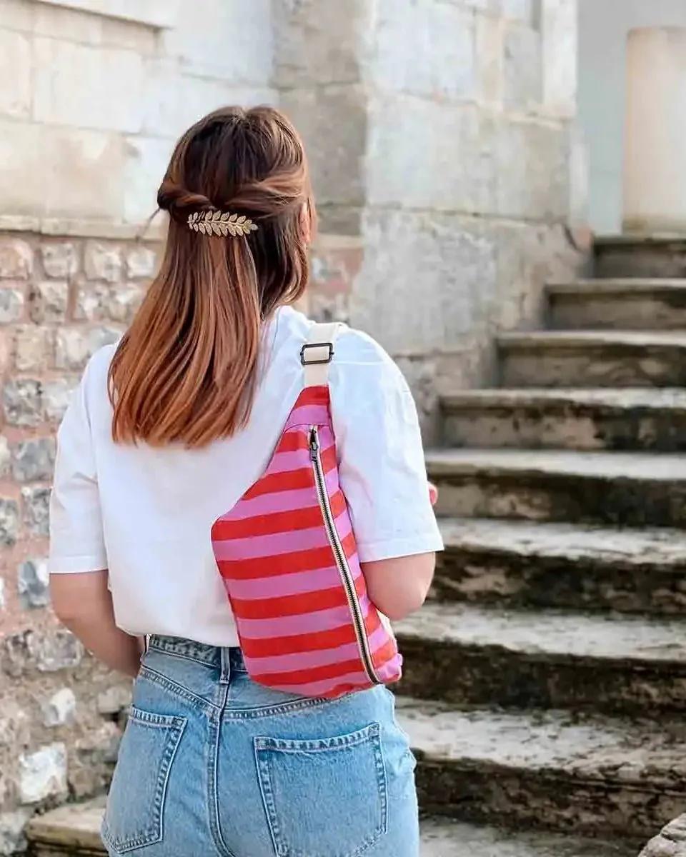 Hip Bag Stripes Orchid Tomato