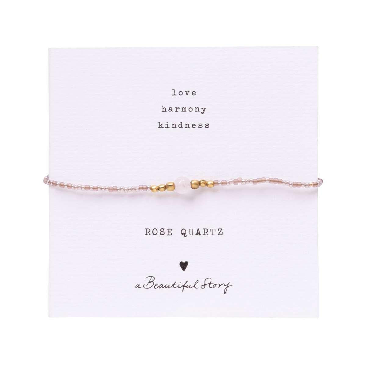 Armband Karte Iris Rosenquarz Gold