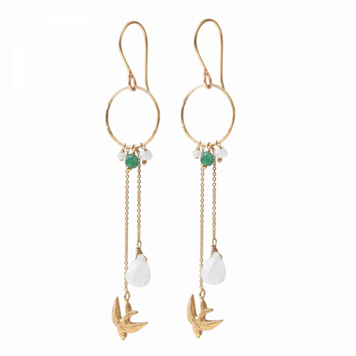 Ohrringe Festivity Mondstein Aventurin Gold