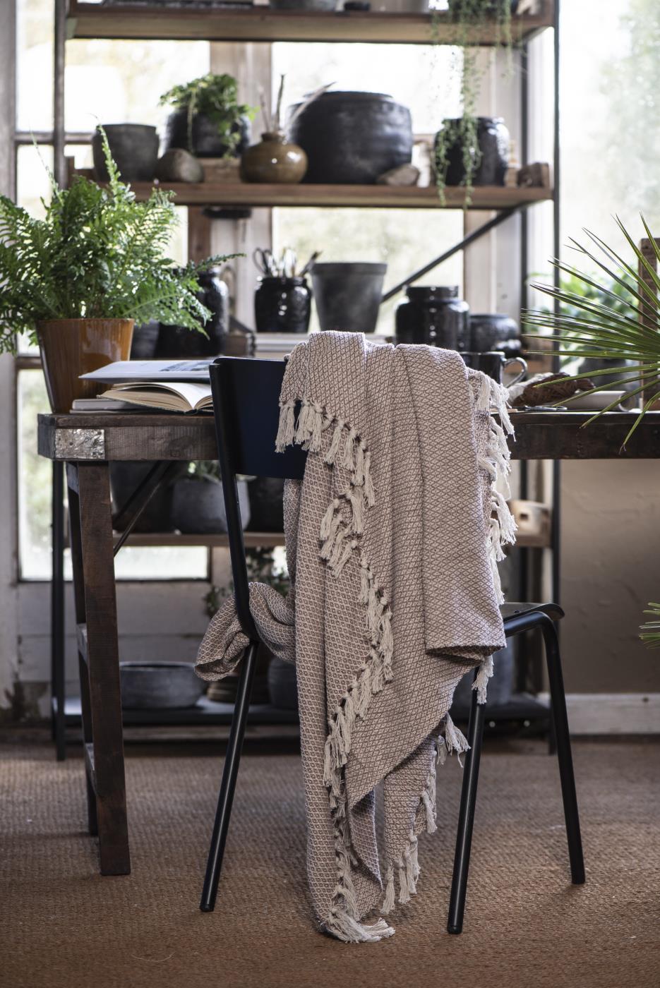 Decke Karomuster Crème/Coral Sands