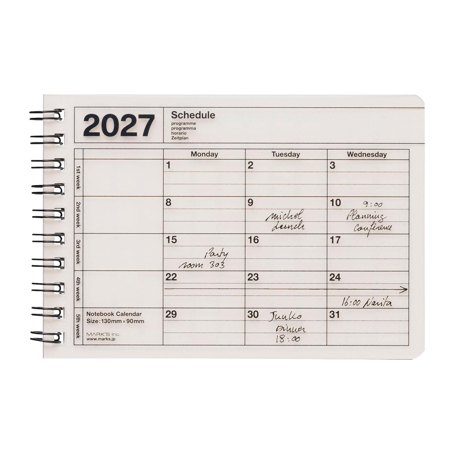2027 Notebook Kalendar XS, Ivory