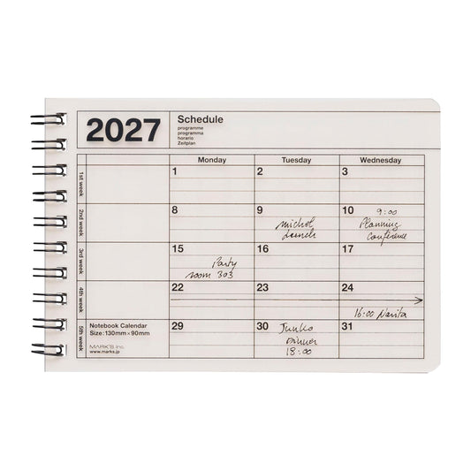 2027 Notebook Kalendar XS, Ivory