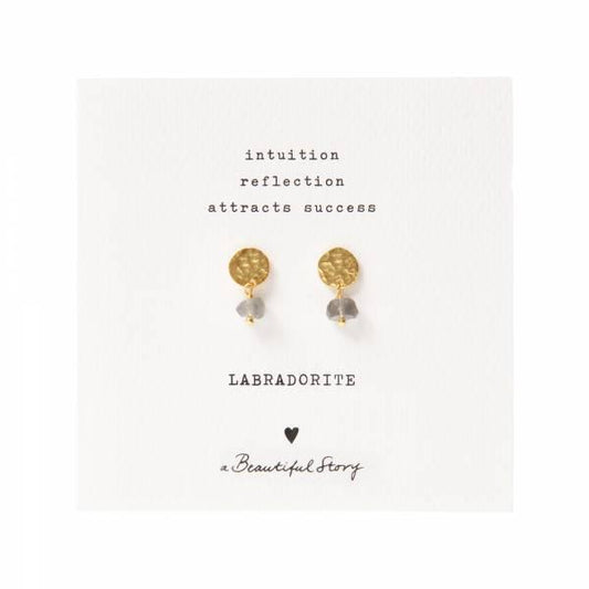 Ohrringe Mini Coin Labradorite Gold
