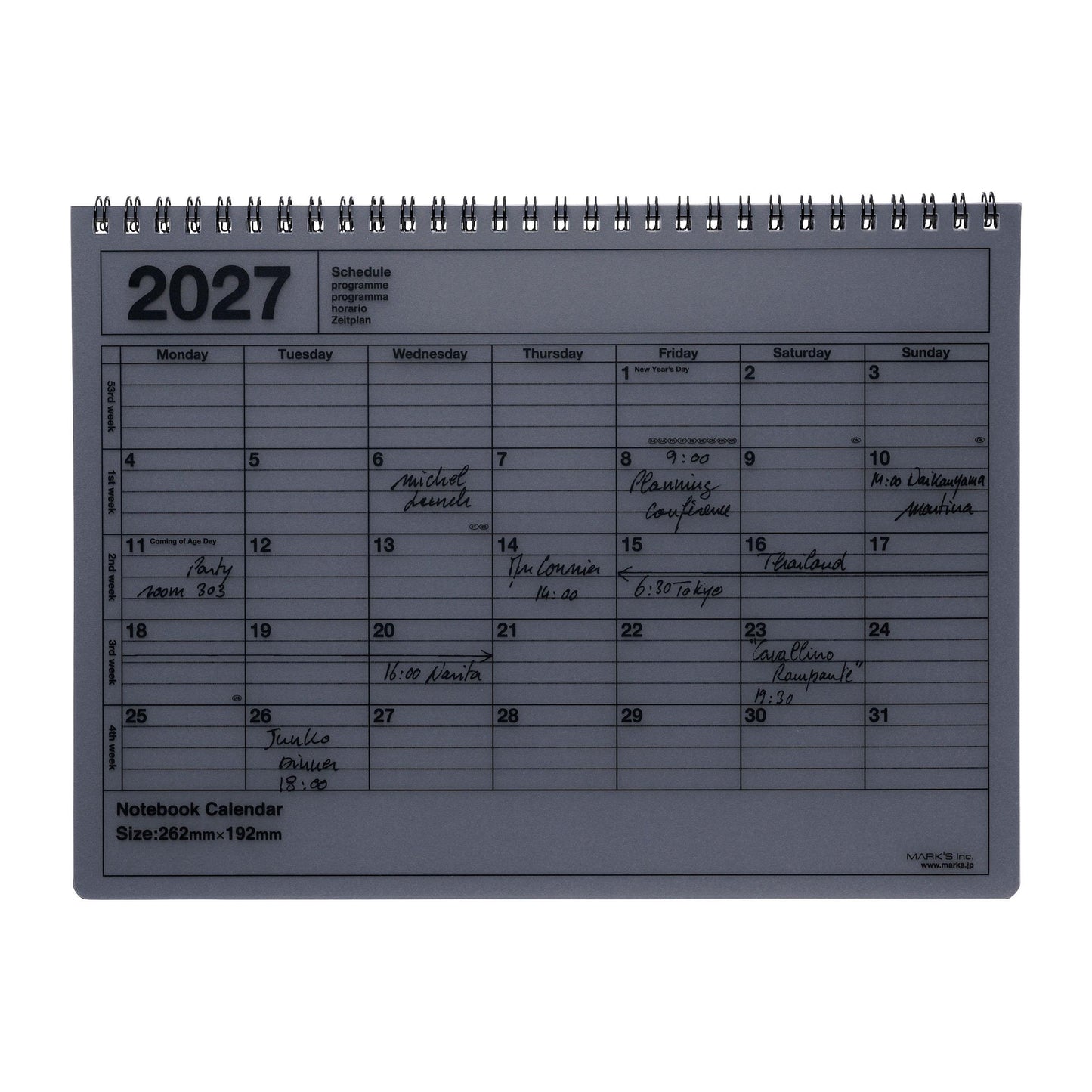 2027 Notebook Kalendar M, Schwarz