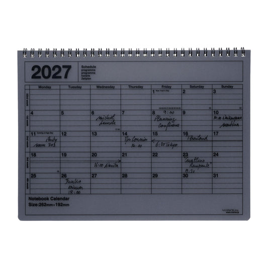 2027 Notebook Kalendar M, Schwarz