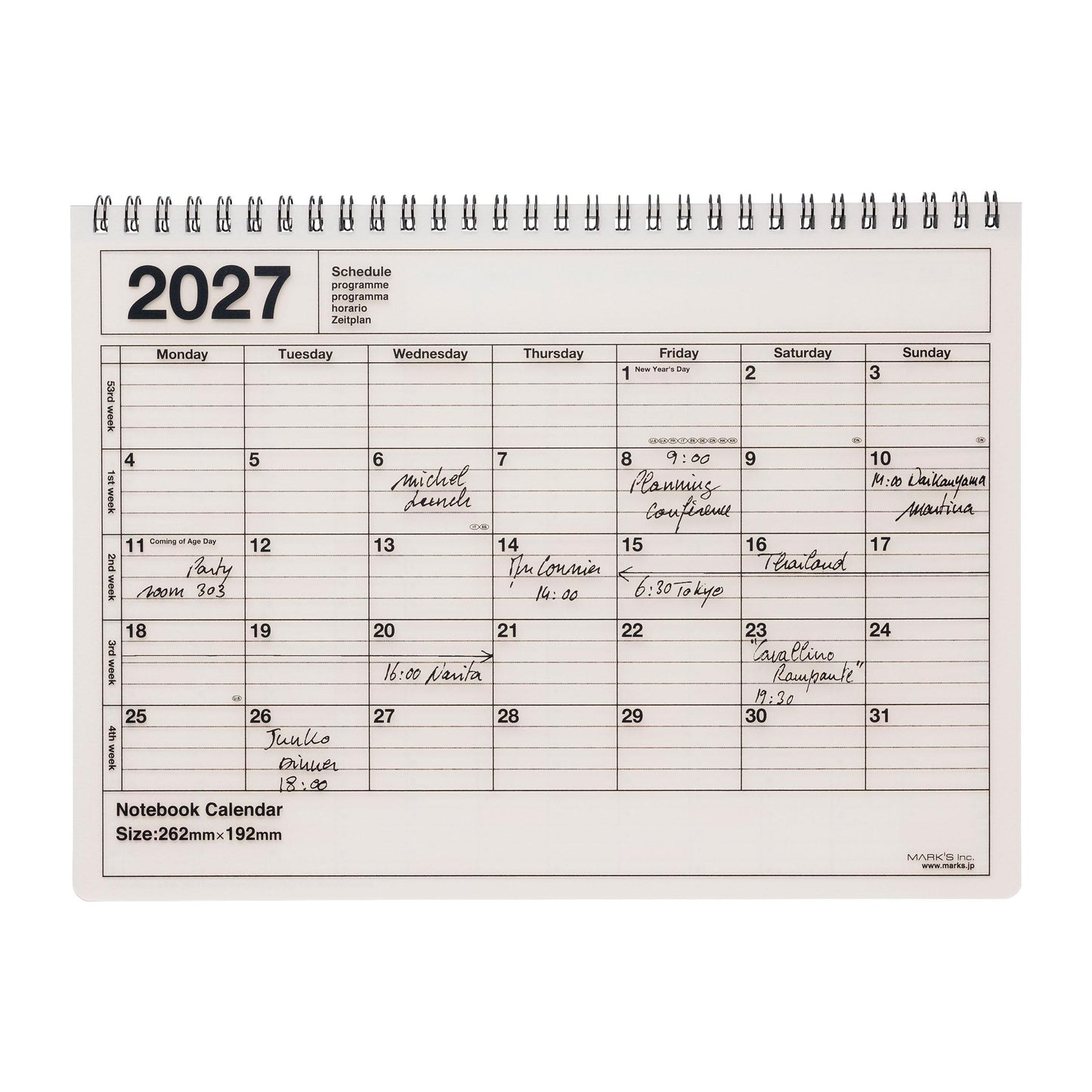 2027 Notebook Kalendar M, Ivory