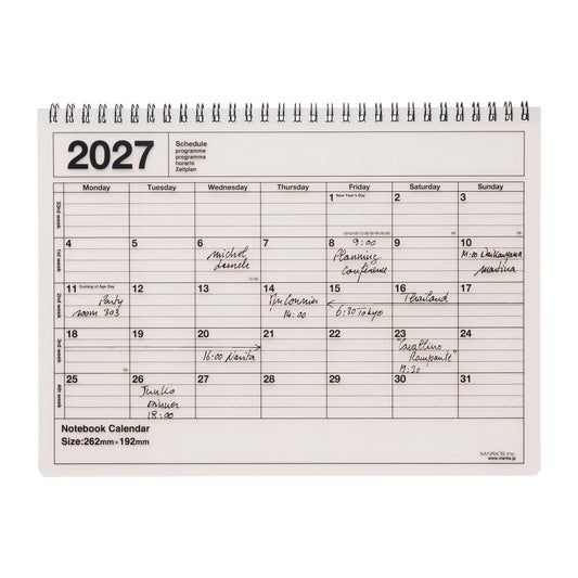 2027 Notebook Kalendar M, Ivory