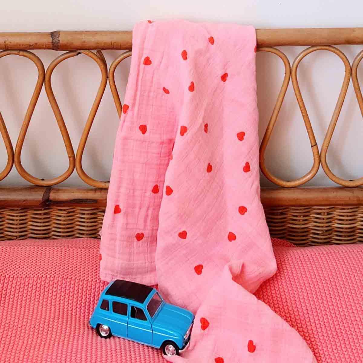 Wickeltuch Bianca Red Heart Pink 70x70