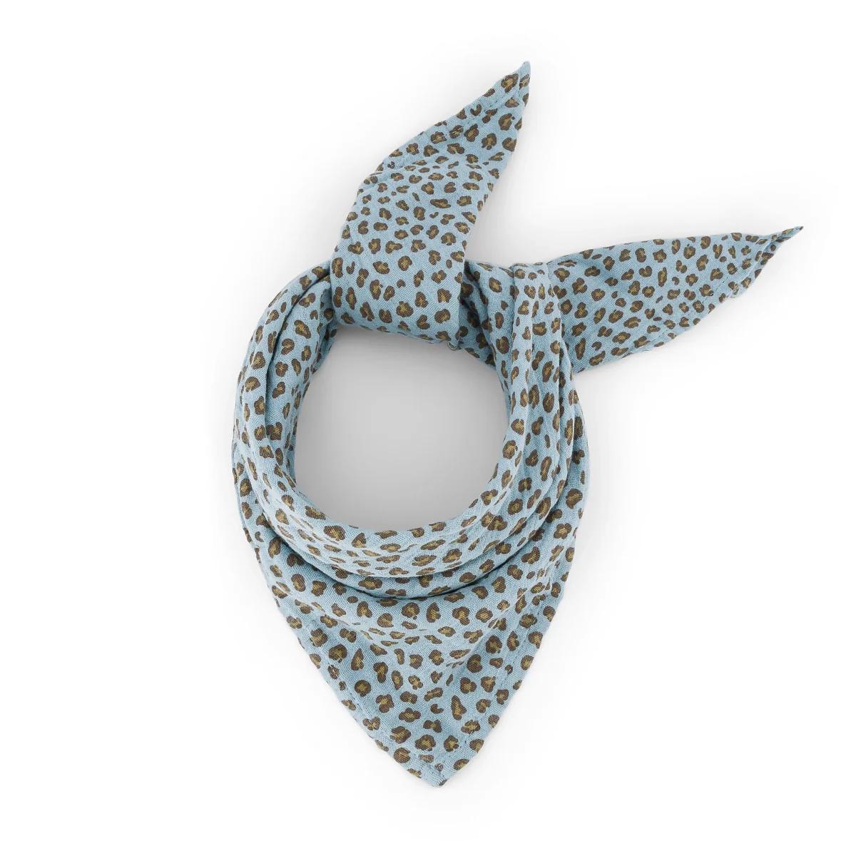 Wickeltuch Bianca Mini Leopard Sky Blue 70x70