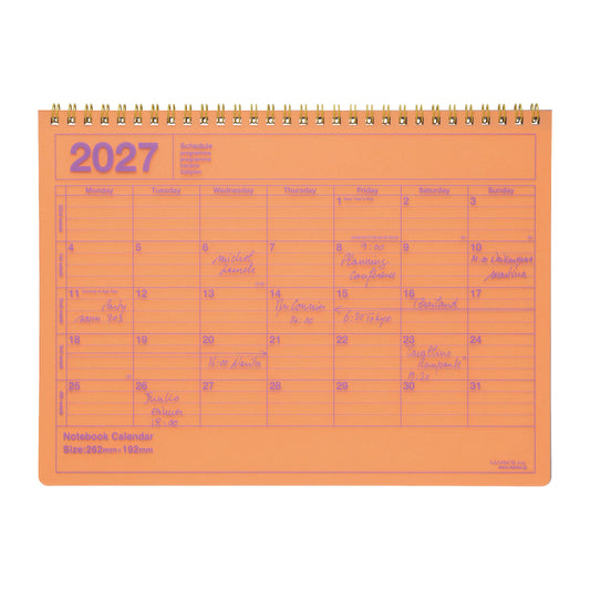 2027 Notebook Kalendar M, Neon Orange