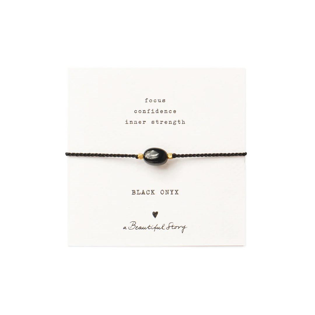 Armband Karte Gemstone Schwarzer Onyx Gold