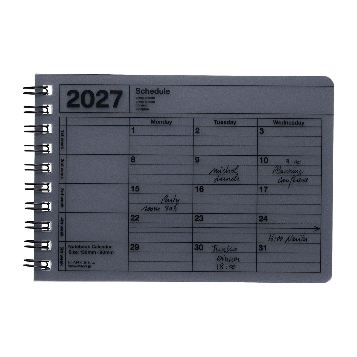 2027 Notebook Kalendar XS, Schwarz