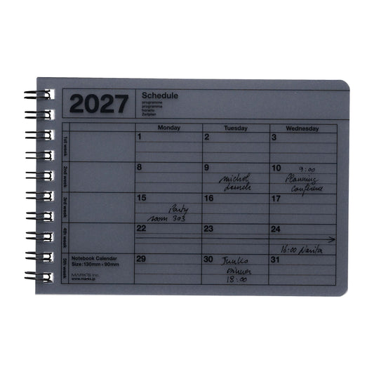 2027 Notebook Kalendar XS, Schwarz