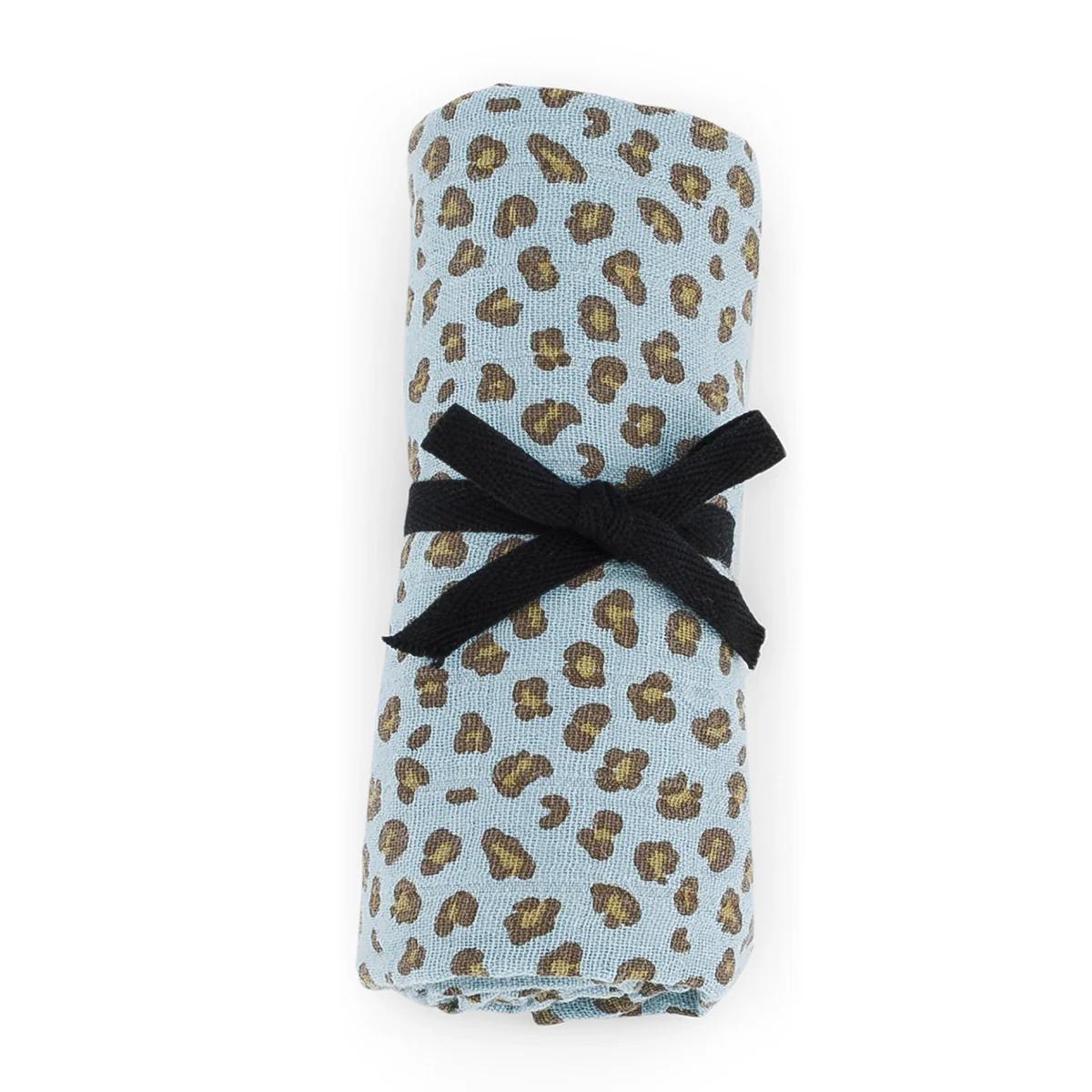 Wickeltuch Bianca Mini Leopard Sky Blue 70x70