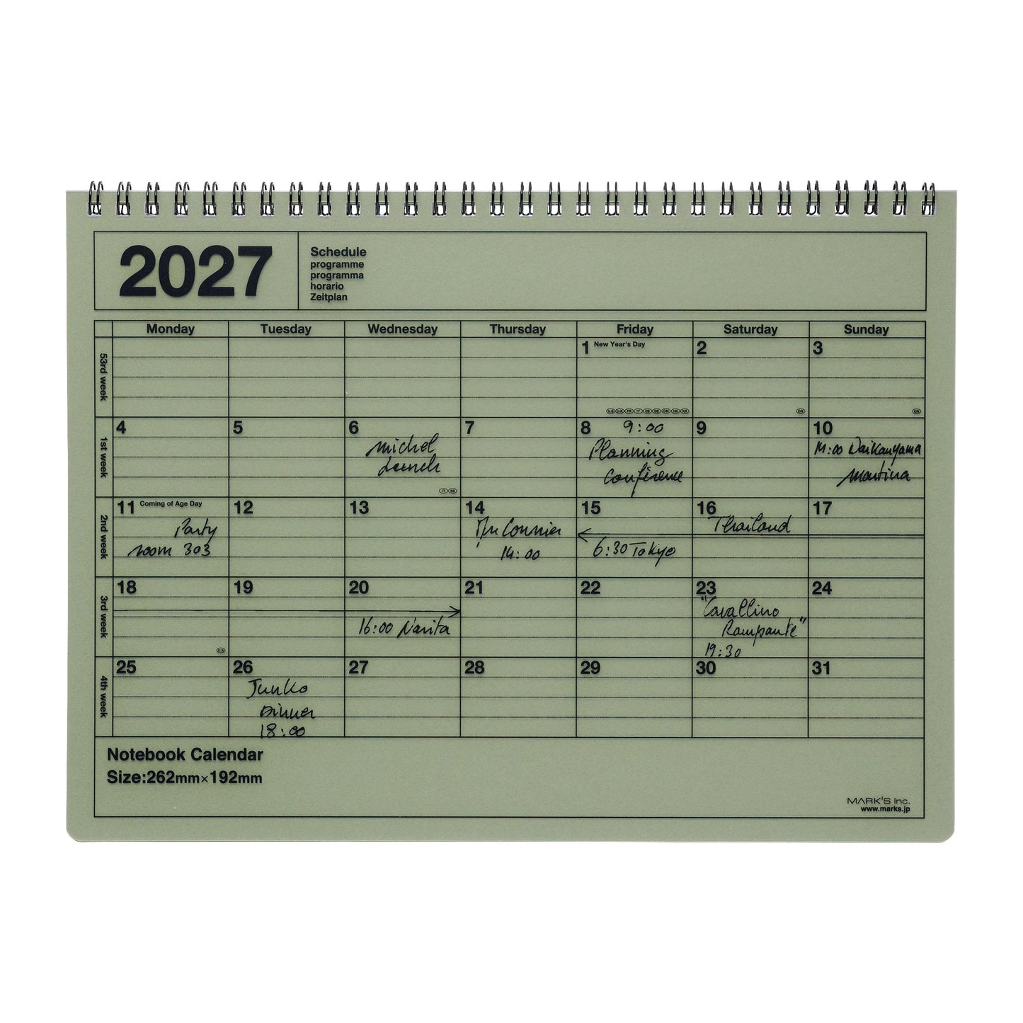2027 Notebook Kalendar M, Khaki
