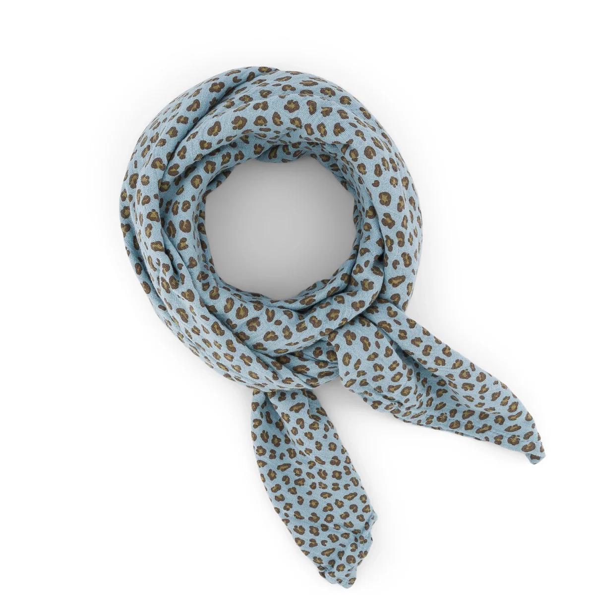 Wickeltuch Bianca Mini Leopard Sky Blue 70x70