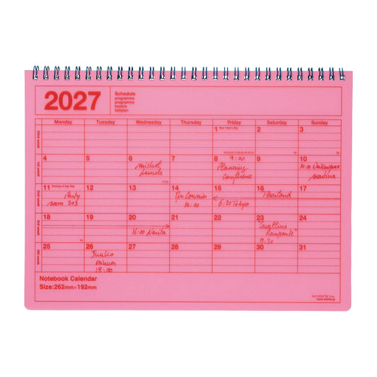 2027 Notebook Kalendar M, Neon Pink