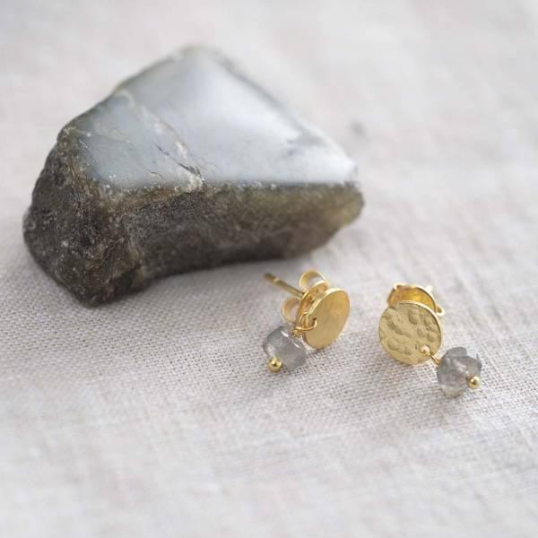 Ohrringe Mini Coin Labradorite Gold