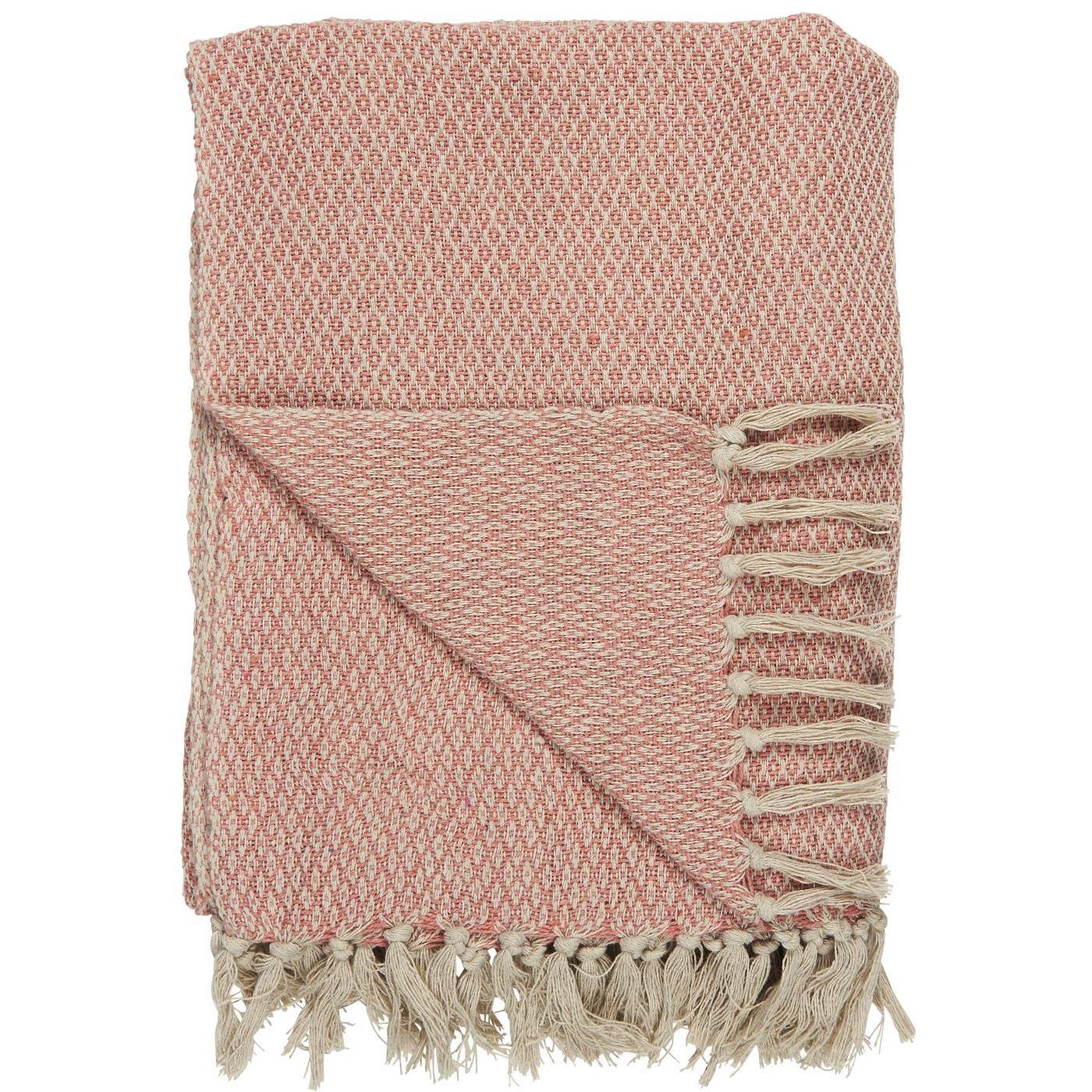 Decke Karomuster Crème/Coral Sands