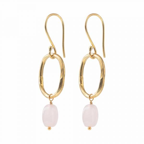 Ohrringe Graceful Rosenquarz Gold
