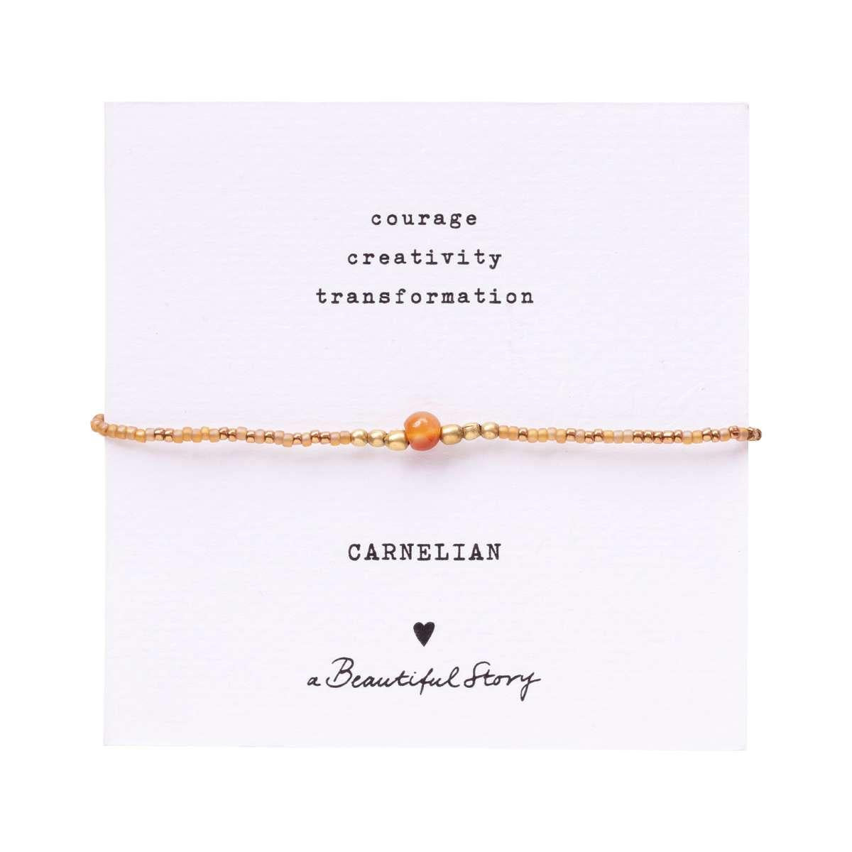 Armband mit Karte Iris Karneol Gold
