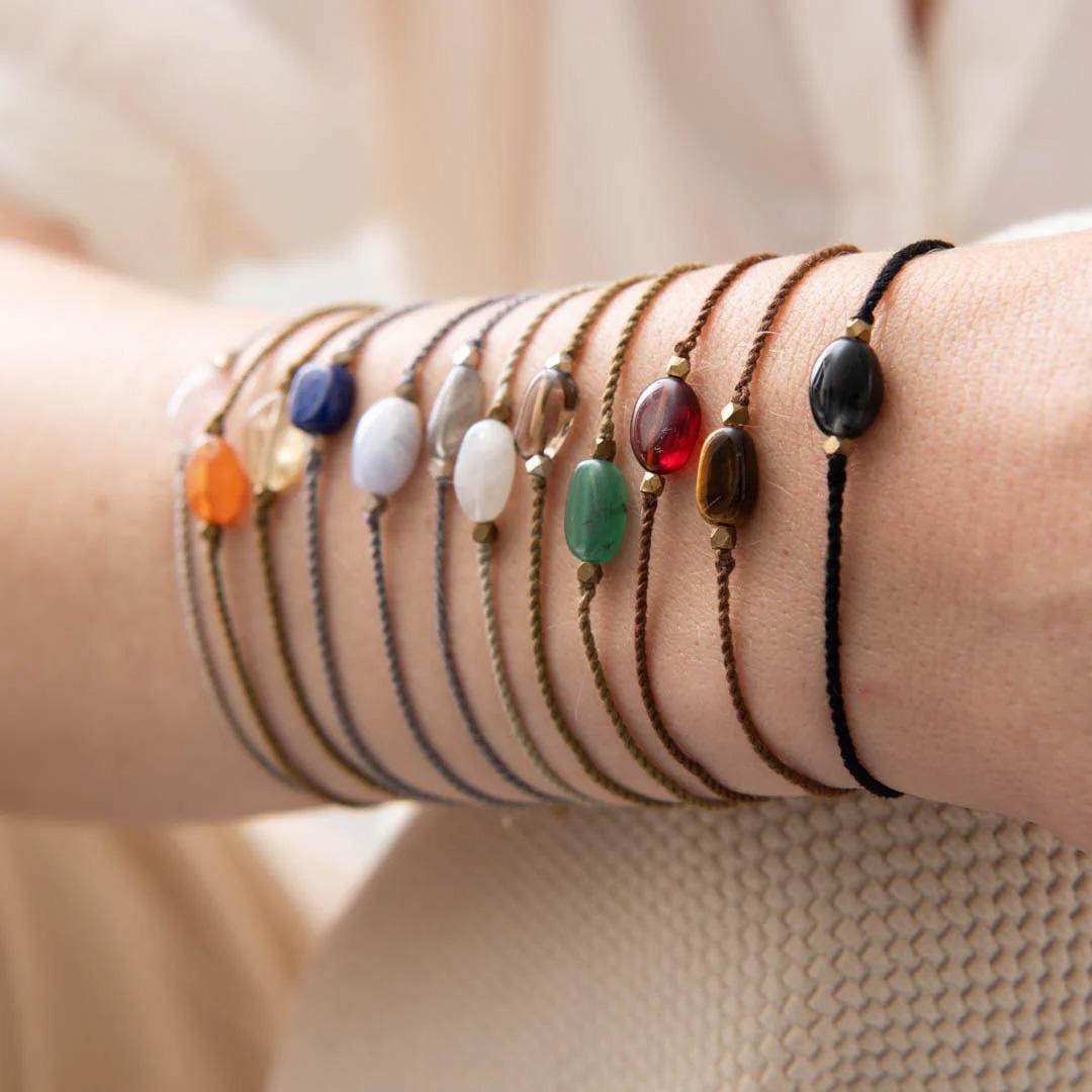 Armband Karte Gemstone Schwarzer Onyx Gold