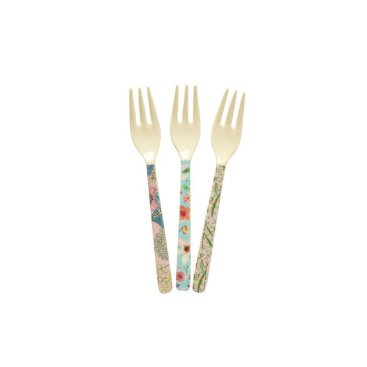 Melamin Kuchengabeln Flower Prints 3er set