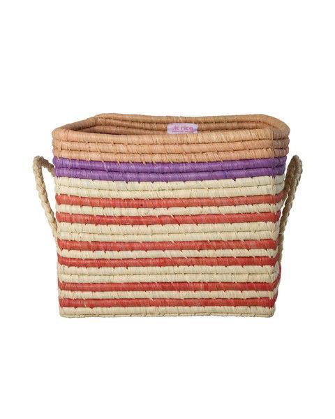 Raffia Korb mit Henkeln Colorful Stripes