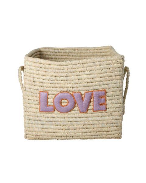 Raffia Korb mit Henkeln LOVE