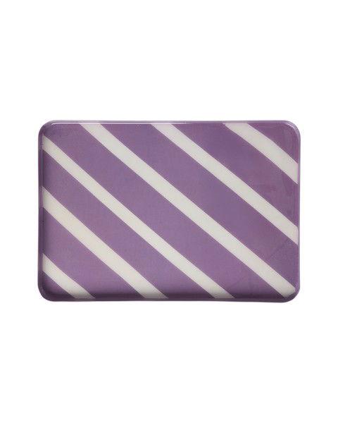 Tablett Lila mit weißen Streifen