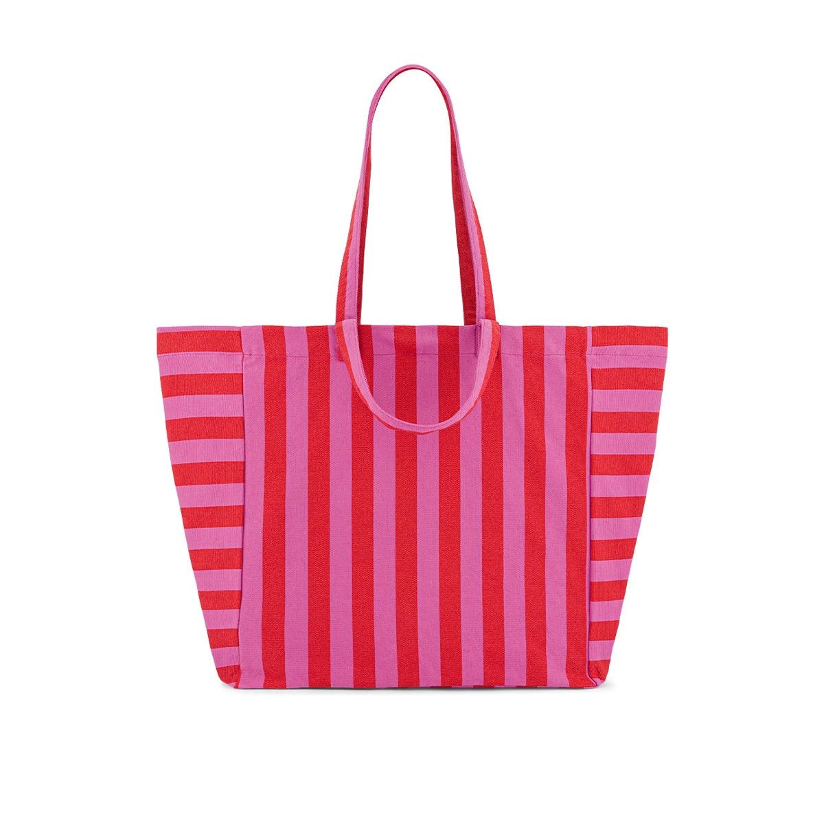 Baumwolltasche Elisa Stripes Orchid Tomato