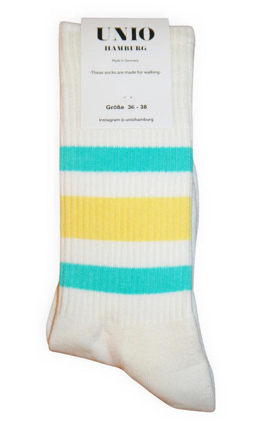 Tennissocken TORONTO White - Turquoise - Yellow 36-38